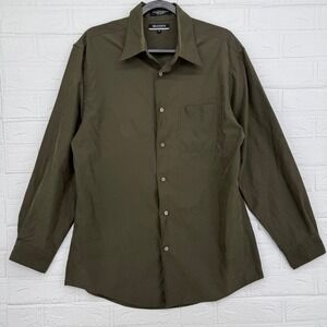 Brandini Button Down Shirt Mens M Olive Green Long Sleeve Casual Workwear